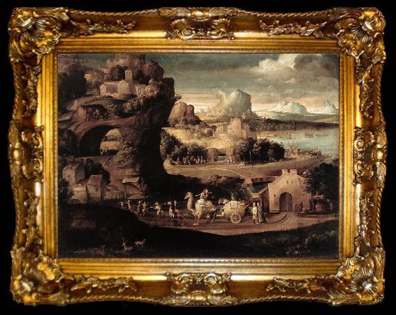 framed  CARPI, Girolamo da Landscape with Magicians fs, ta009-2